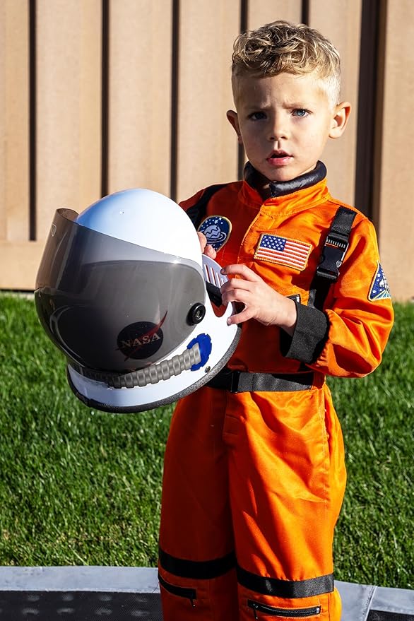 Little Adventures Orange Astronaut Dress Up Costume - Machine Washable Child Pretend Play and Party Costume