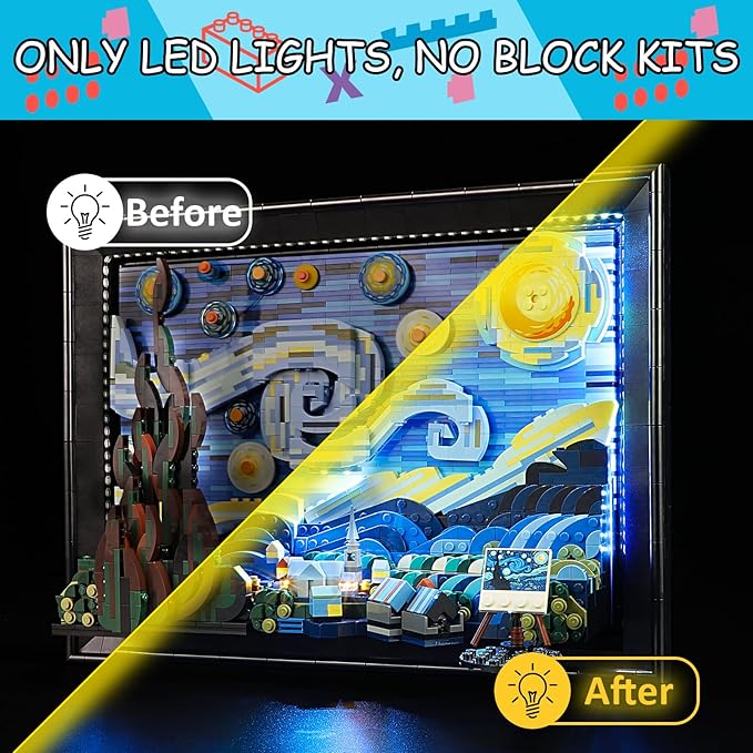 LED Light Kit for Lego 21333 Vincent Van Gogh - The Starry Night Set, Compatible with Lego 21333 Building Blocks Model(Not Include Blocks Set)