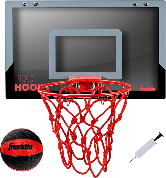 Franklin Sports Mini Basketball Hoops-Indoor Over The Door Mini Hoop+Basketball Sets-Perfect Accessory for Bedroom+Office