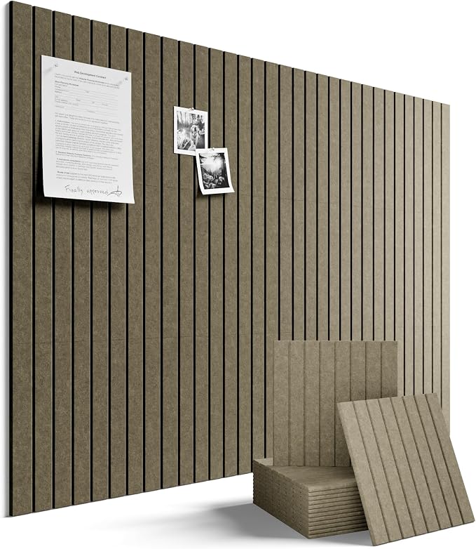 Fluxynara 48" x 36" Large Felt Bulletin Board, Earth Brown | 12 Pack Cork Board Alternative with 60 Safe Adhesive Tabs, Pin Boards for Wall Decor, Home, Office, Classroom,Dorm