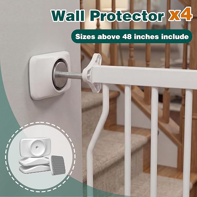TSAYAWA Extra Wide Walk Through Baby Gate with Door, 62-67 Inch Wide Presure Mounted No Drill Metal Auto Close Child Gate for Stair Doorway - Indoor Outdoor Safty Gate for Toddler Dog Doggie, White