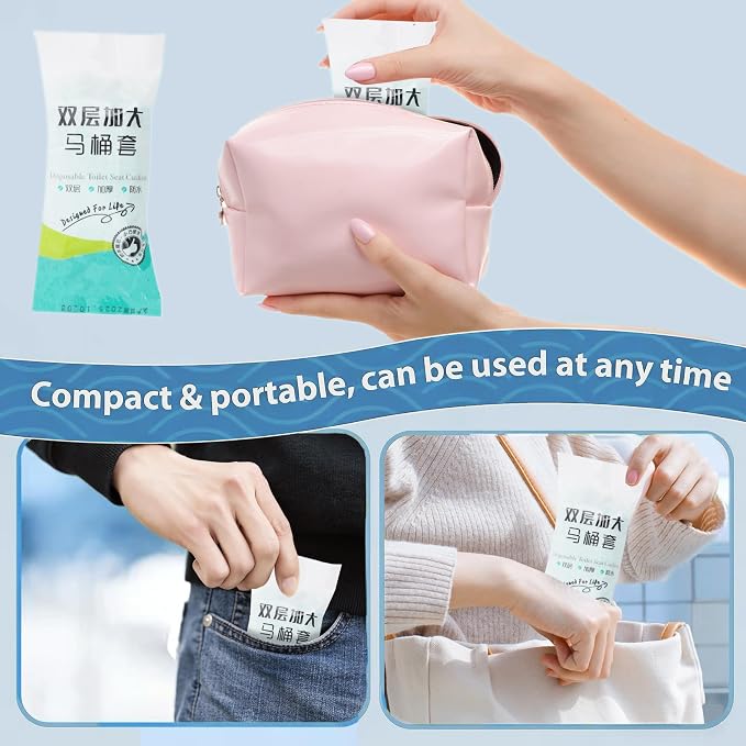 Disposable Toilet Seat Covers, 20 Pcs, Waterproof Non-Woven Fabric, Individually Wrapped, Portable for Travel, Hotel, Hospital, Public Toilet (Green)