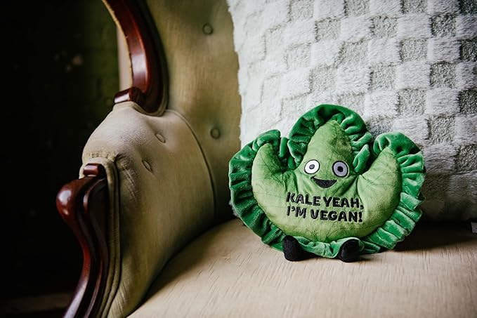 Kale Plushie - Kale Yeah, I'm Vegan Funny Kale Plush, for Vegans, Cute Food Plushie for Gifting