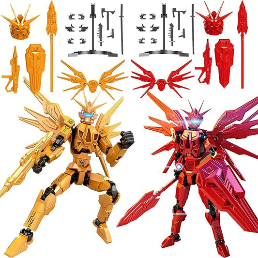 Already Assembled T13 Action Figure 2Pack Sets, 3D Printed Multi-Jointed Movable,Desktop Decorative Toy,Nova 13 Action Figure for Collectors Desktop Decorations (Yellow Red)