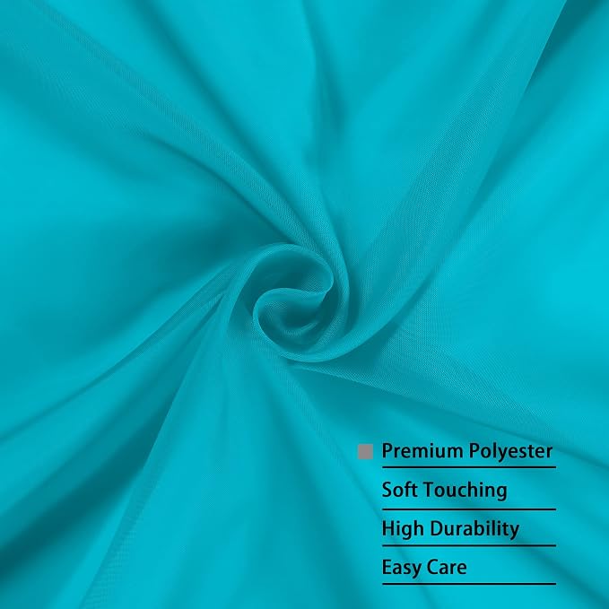 OWENIE Sheer Curtains 63 inch Length 2 Panels Set, Rod Pocket Voile Fimly Sheer Drapes for Living Room/Bedroom, 2pcs, Each 42" W x 63" L，Turquoise Blue