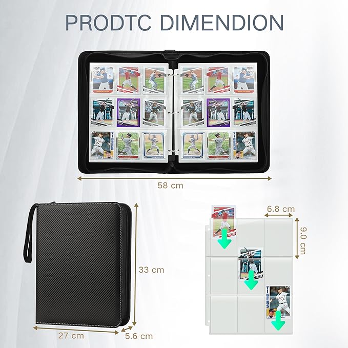 Trading Card Binder with Sleeves 9 Pocket Premium 720 Double Sided Pocket PU Card Collection Binder, Collectible Albums Card Folder for MTG, TCG, Sports Cards