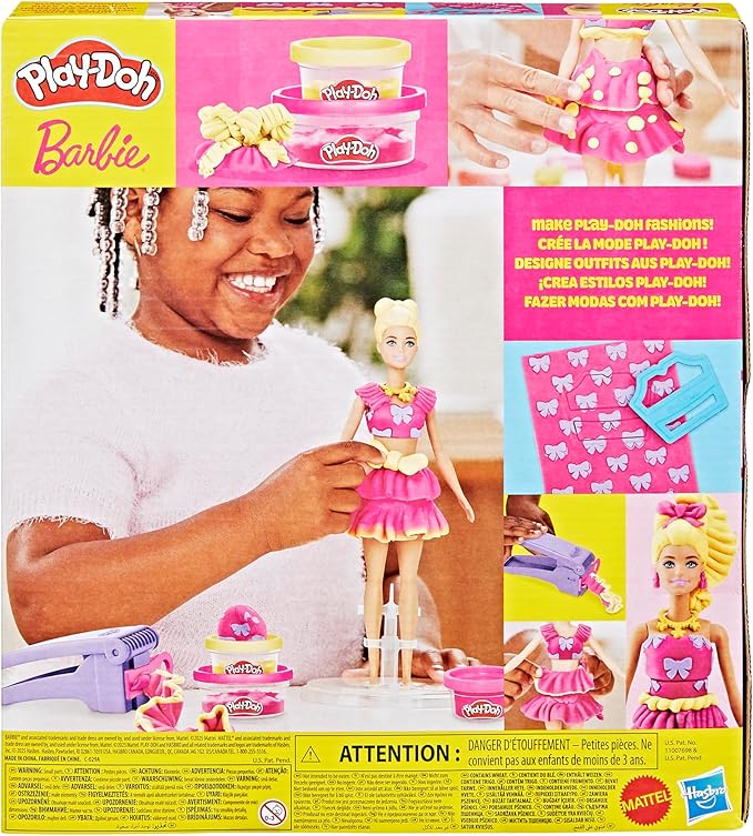 Play-Doh Barbie Ruffles and Bows Set, Make Doll Clothes with Modeling Compound & 9 Fashion Accessories, Arts & Crafts for Girls & Boys 5+