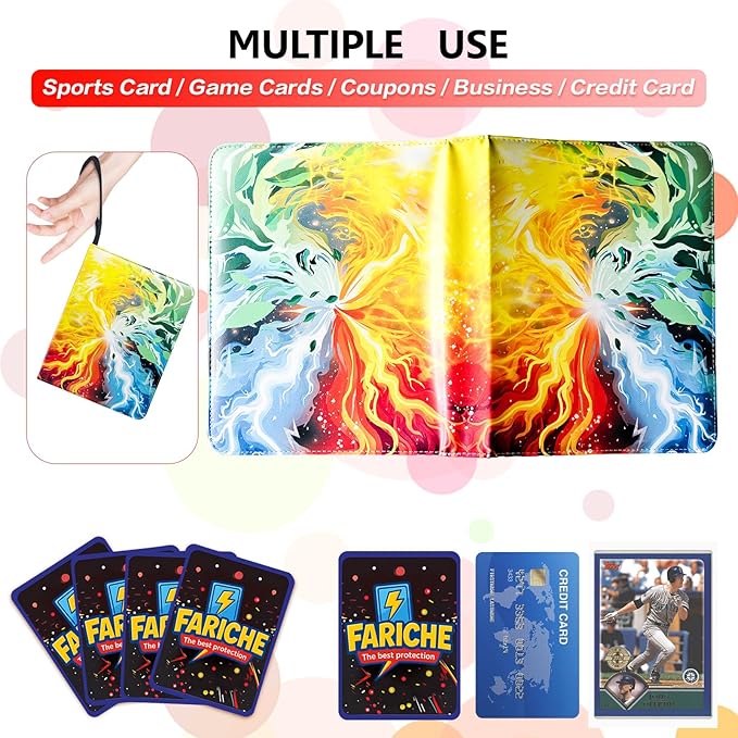 Trading Card Binder for TCG Cards, 9-Pocket Portable Card Collector Ablum Holder Book Fits 900 Cards with 50 Removable Sleeve, Waterproof Card Binder Display Storage Carrying Cases for TCG-Storm