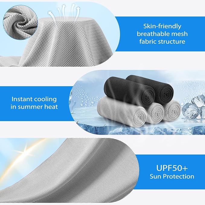 Cooling Towels - 5 Pack Gym Towels, Gym Towels for Working Out, Yoga Towel, Quick Dry Towel for Running, Camping, Fitness & More Activities