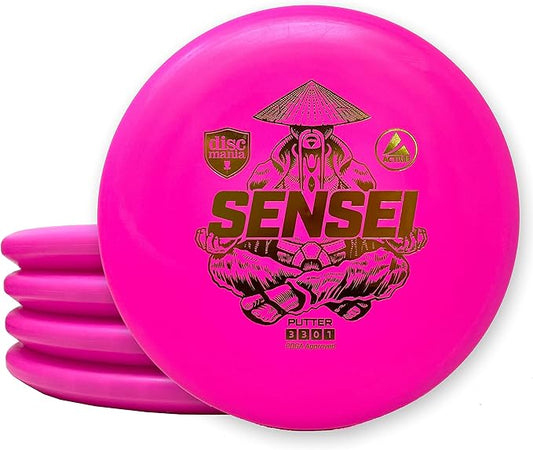 Discmania Sensei Disc Golf Putter – Disc Golf Putter Pack – Active Base Sensei Putter with Stable Disc Flight, Practice Putter Pack (Colors May Vary) (5 Pack)