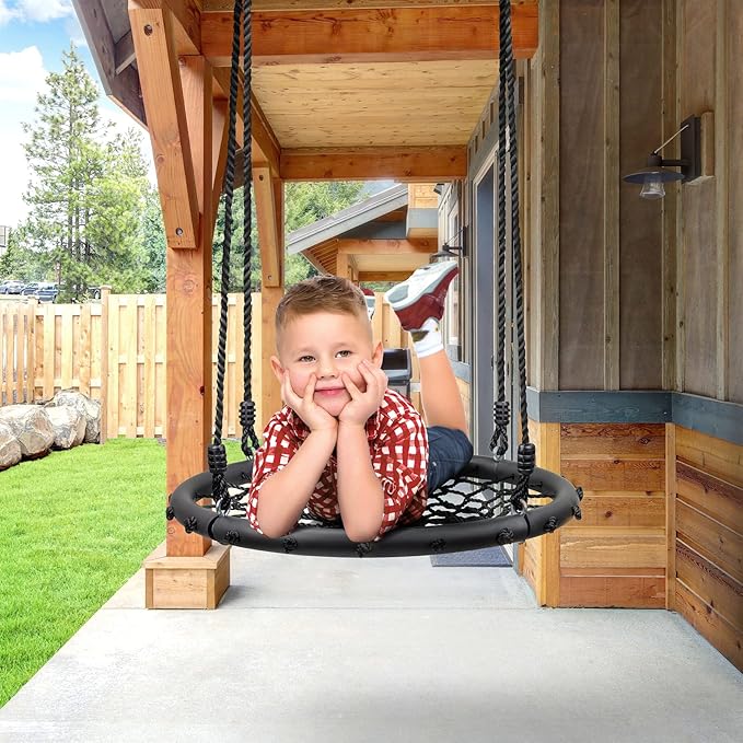 Sorbus Saucer Tree Swing- Kids Outdoor Disc Round Swing - 24" Heavy Duty 220lbs Seat- Easy Install Flying Saucer Web Circle - Perfect for Gift,Playground, Birthday, Xmas, IndoorOutdoor