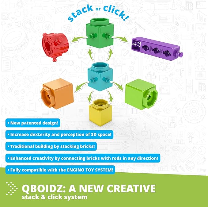Engino QBOIDZ, Alligator Adventure, Building Blocks for Ages 3+, STEM Kit, Preschool Educational Toys for Kids, Engaging Kids Learning, Montessori Toys for Boys & Girls (5 Models)