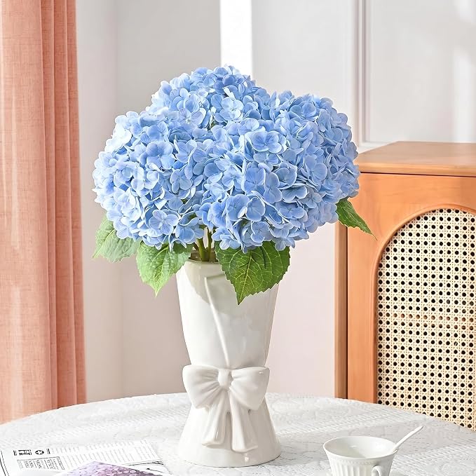 Relexome Fully Glazed White Ceramic Bow Vase 9.64 in Unique Cute Modern Decorative Bouquet Flower Vases for Home Living Room Table Summer Decor Women Gifts