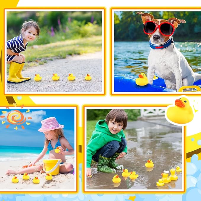 Lenwen 50 Pcs Waterproof No Hole Rubber Ducks Bath Toy with Sealed Plug Without Hole Bathtub Floating Bath Toy for Birthday Party Decoration Gift Swimming Pool (2.2 Inch)