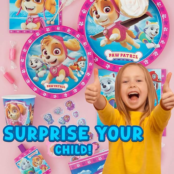 Unique Paw Patrol Girl Party Hats 16 Party Hats with Celebrate With Me Sticker | Kids Birthday Party Supplies