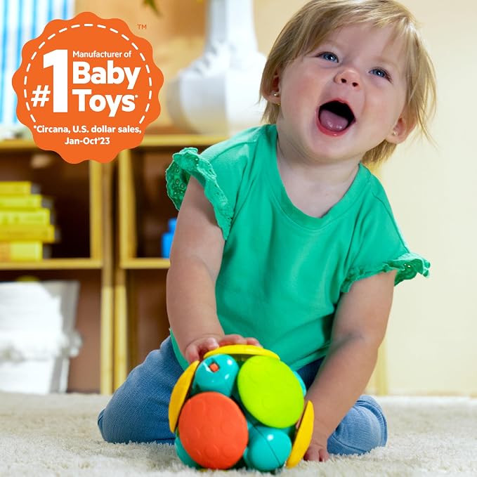 Bright Starts Wobble Bobble Activity Ball Toy, Baby & Toddler Crawl Toy, Interactive Sounds & Textures, Ages 3 Months+