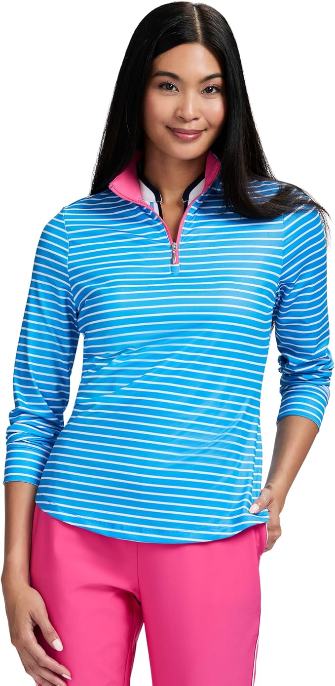 Izod Women's 1/4 Zip Pullover Performance Stretch Long Sleeve Golf Running