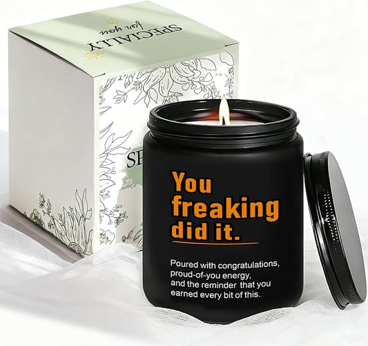 2026 Graduation Gifts for Her Him, Congratulations Grad Decoration for Women Men, Graduate Presents for College High School Masters Degree PHD Nurse, 7oz Funny Lavender Scented Candle, Style-J