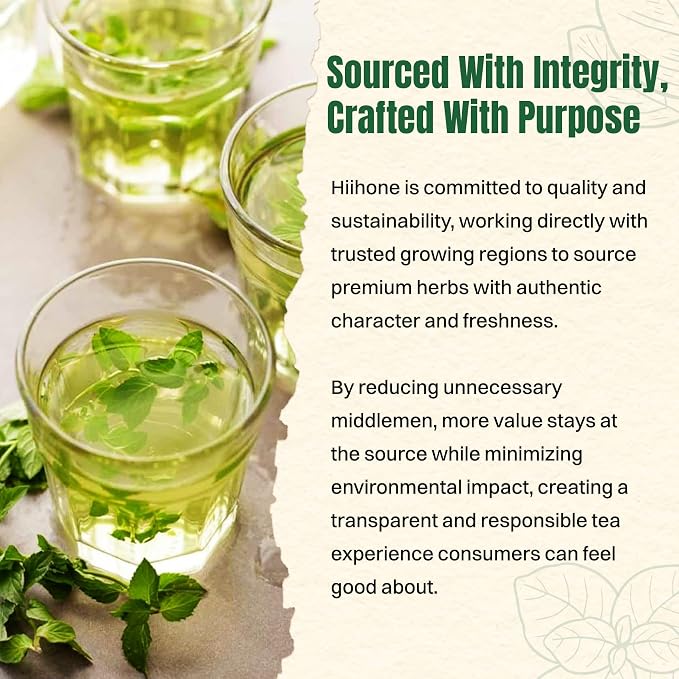 Hiihone Spearmint Tea Bags 50 Count – Pure Spearmint Leaf Herbal Tea, Caffeine-Free, Refreshing Mint Flavor, Supports Digestion & Everyday Wellness, Non-GMO