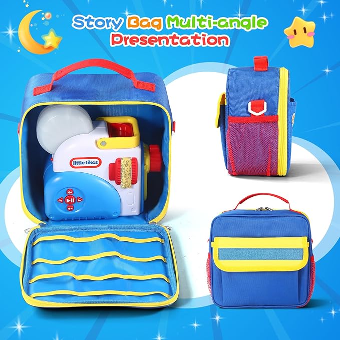 Handle Bag Carrying Case Compatible for Little Tikes Story Dream Machine Books Starter Set Storage Bag Accessories for Little Tikes Storybook Audio Play Collection Bag with Strap (Blue)