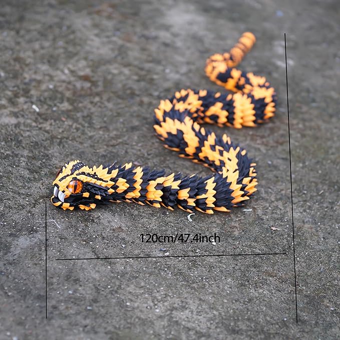 Super Large 3D Printed snake with a movable mouth,47.4inch,Flexible Realistic Articulated Animal Fidget Toys,Mystery Figurines Gifts ,Executive Desk Décor and Festival Collectible (BO 47.4inch)
