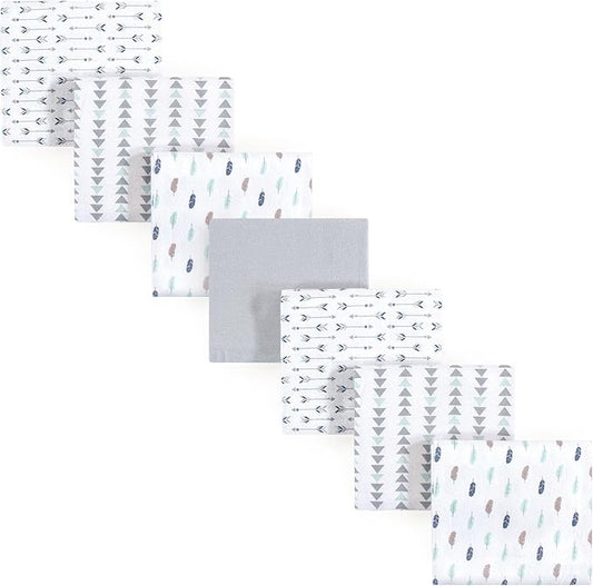 Luvable Friends Unisex Baby Cotton Flannel Receiving Blankets, Boy Feathers 7-Pack, One Size