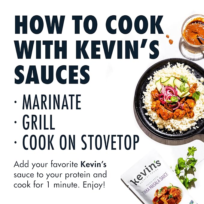 Kevin's Natural Foods Tikka Masala Simmer Sauce, 3 Pack | Keto and Paleo Stir-Fry Sauce, Gluten Free, No Preservatives, Non-GMO