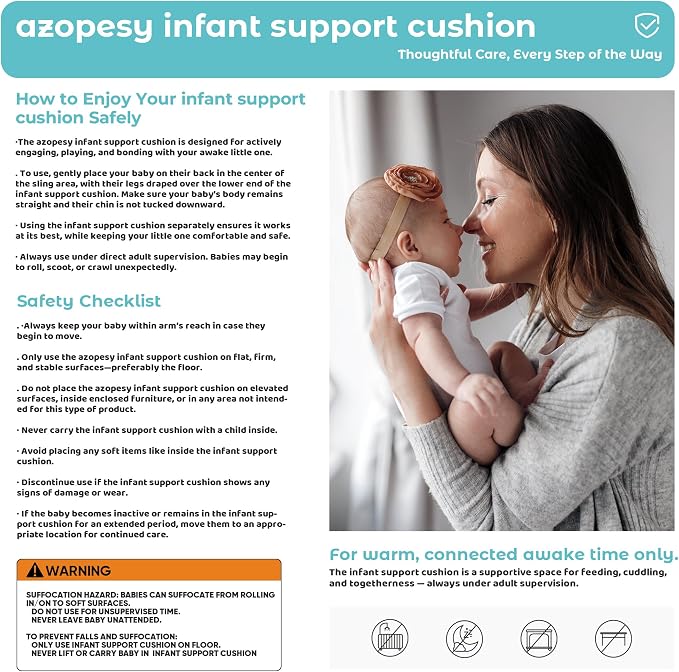 Infant Support Cushion - Baby Support Cushion for Newborn, 0-24 Months, Breathable Cotton Fabric Infant Support Cushion, Portable Newborn Essentials for Home and Travel, Blue (Cover Included)