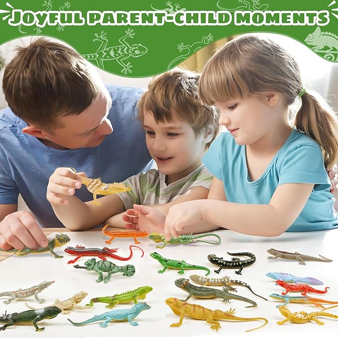 20PCS Reptile Lizard Figures Plastic Lizard Toys Reptile Realistic Lizards Animal Figures for Halloween Party Decoration, Practical Joke Educational Toys