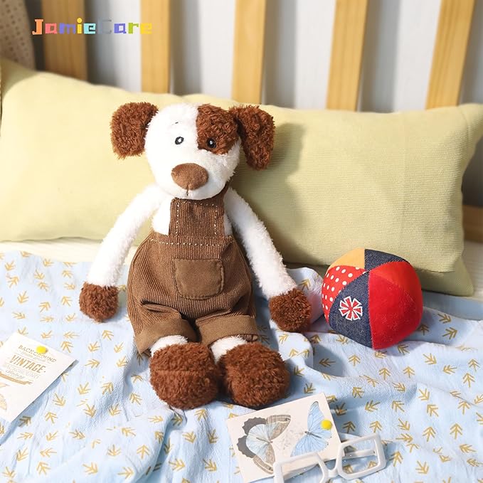 Irresistibly Soft Dog Plush Figure in Charming Corduroy Overalls - A Delightful Addition to Any Plush Collection, Great for Both Kids' Playtime Fun and Cozy Room Aesthetics