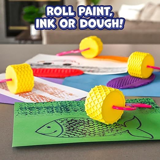READY 2 LEARN Paint & Dough Explorers | 4 Patterns | Set 3 | Imagine Colors | Playdough Accessories | Paint Stamps and Clay Tools for Kids
