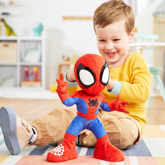 Spidey and his Amazing Friends Marvel Dance 'N Crawl Spidey, Interactive Plush Toy with 20 Phrases & Sounds, 2 Songs, Super Hero Toys for Kids 3 & Up