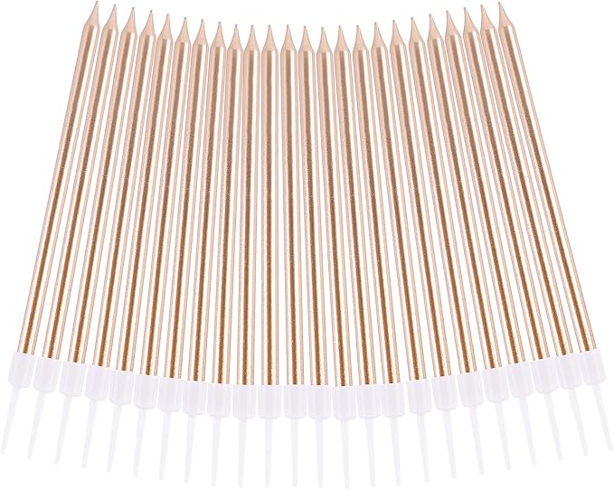 PHD CAKE Champagne Gold Long Thin Metallic Birthday Candles, Cake Candles, Birthday Parties, Wedding Decorations, Party Candles