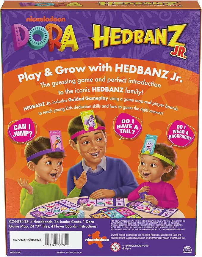 Spin Master Games, Dora the Explorer Hedbanz Jr., Picture Guessing Card Game, Includes Illustrations from Dora, Quick Questions & Easy to Play, 2-4 Players, Stocking Stuffer Gift Ideas for Ages 5 & Up