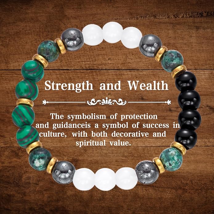 Healing Crystal Bracelet for Women Men Inspirational Bracelet Natural Stone Stretch Bracelet Spiritual Crystal Beads Bracelet Anxiety Relief Jewelry Gifts
