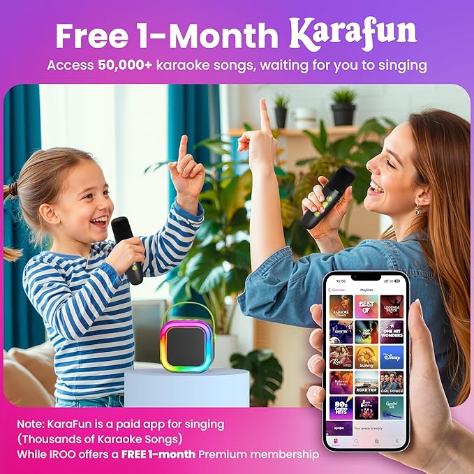 Karaoke Machine for Kids, 2026 TOP Toys Birthday Gifts Ideas for Girls Ages 4, 5, 6, 7, 8, 9, 10, 12+ Years Old, Portable Mini MP3 Player with 2 Wireless Mics for Party