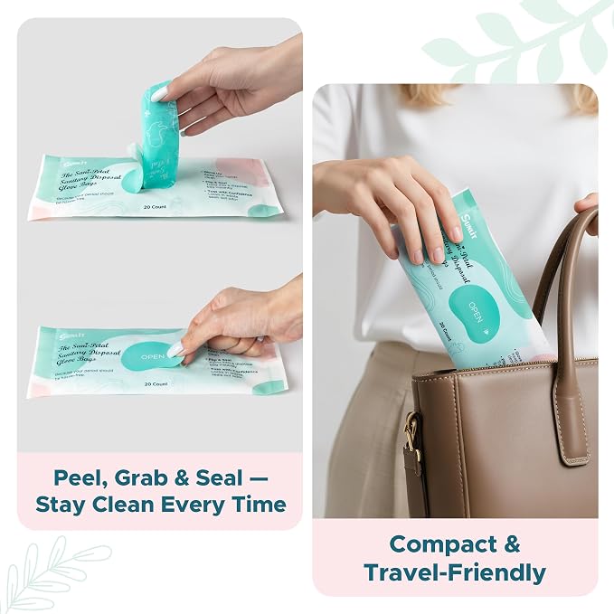 Sunlit No-Touch Feminine Hygiene Disposal Bags, Hygienic Odor-Reducing and Discreet Solution for Tampons Pads Liners and More, Size L - 5 Pack, 100 Count