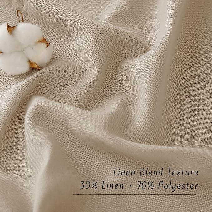 NICETOWN Linen Taupe Window Curtains 84 inches Long, Grommet Thick Linen Blend Window Treatments Privacy Assured with Light Filtering for Bedroom/Living Room, W42 x L84