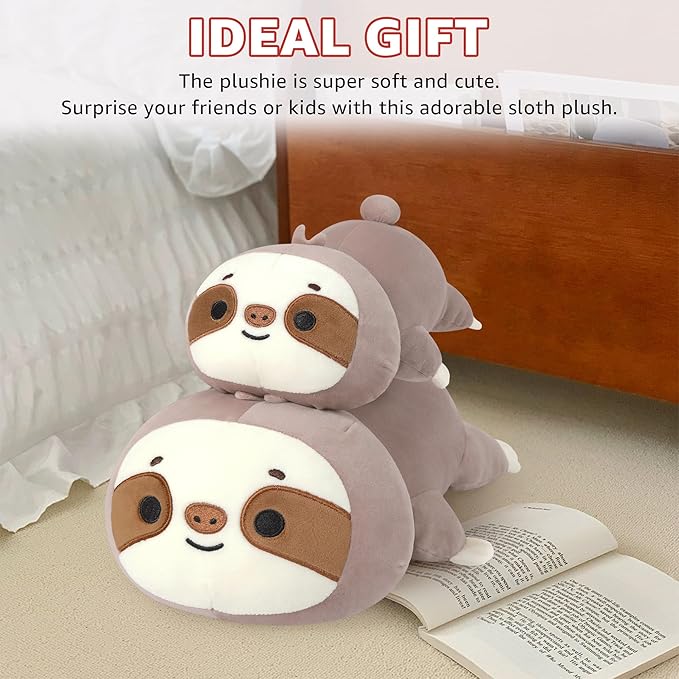 Onsoyours Original Weighted Sloth Plush, Cute Hugging Sloth Weighted Stuffed Animal, Soft Collectible Plushies Pillow Toy Gift for Kids & Adults (9.8" 1.0Lbs)