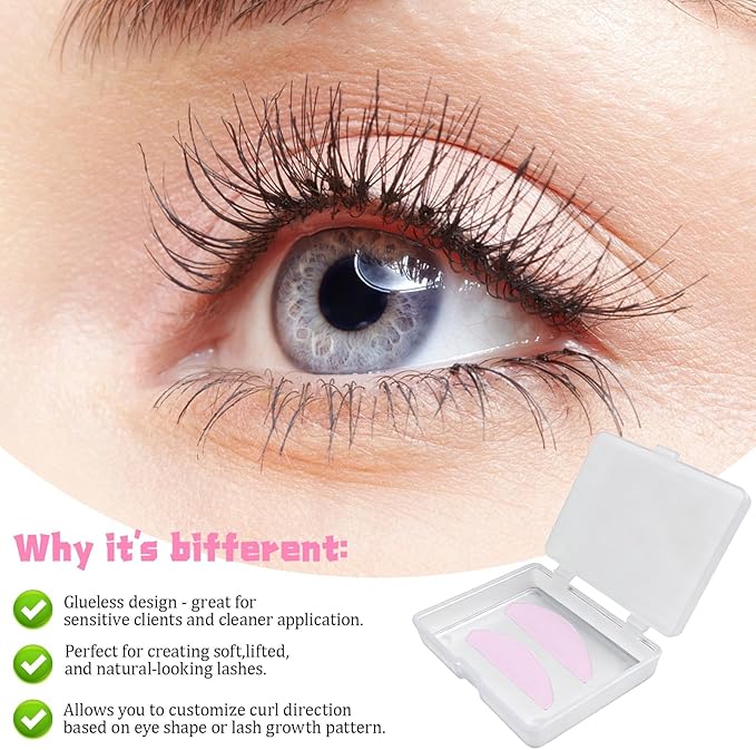 Pink Silicone Lash Lift Shields, 1 Pair Reusable Korean Style Eyelash Perming Pads, Super Sticky Flat Shields for Lash Lifting and Softening, Professional Eye Lash Perm Tools for Women Beauty