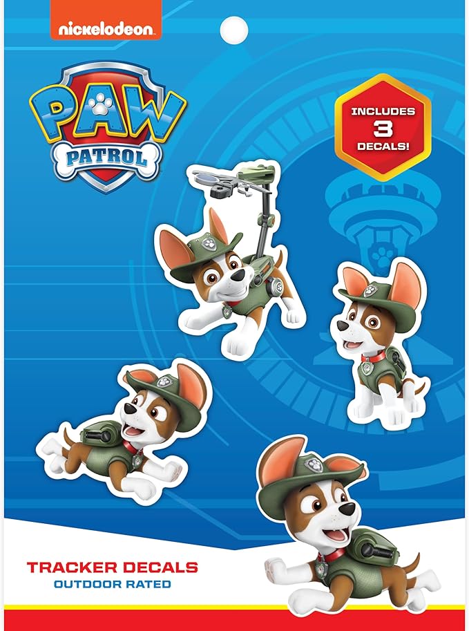 Paw Patrol Tracker Decals - Set of 3 Vinyl Stickers for Kids and Adults - Vinyl Decals for Laptop, Tumbler, Water Bottle, Vehicles - Nickelodeon Stickers
