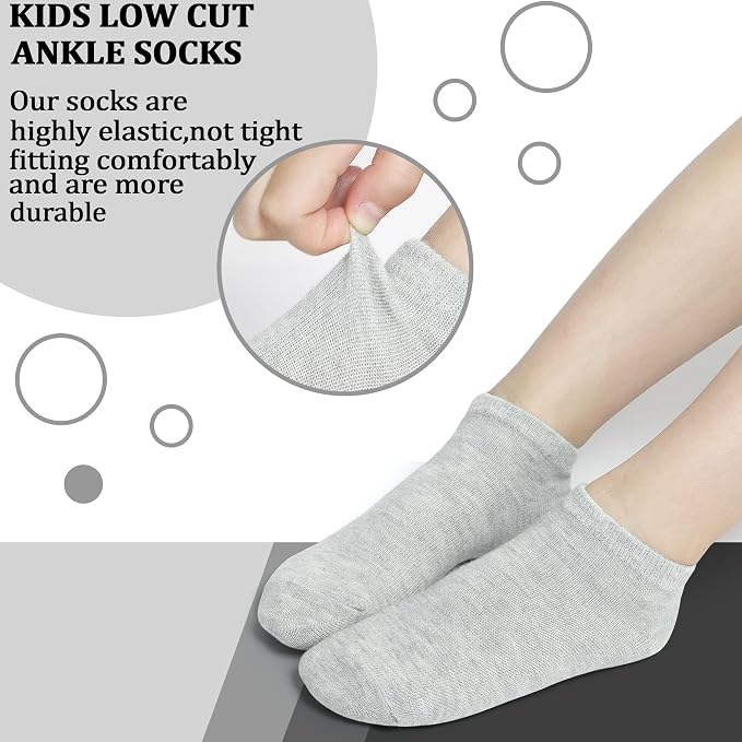 ZERULETS Kids Socks, 20 Pairs Ankle Low Cut Short Athletic Socks for Boys Girls Toddler 1-13 Years