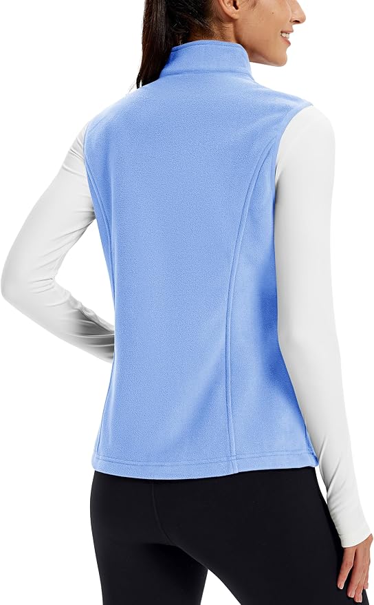TACVASEN Women's Fleece Vest Lightweight Sleeveless Zip Jacket Outerwear | Soft Polar,Zipper Pockets,Stand Collar,Fall Winter Warm,Outdoor,Athletic,Running,Hiking,Travelling,Golf,Work