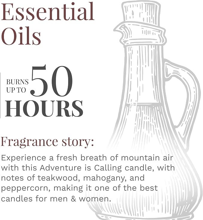 Essential Elements by Candle-lite Wood Wick Scented Candle, Adventure is Calling, One 16 oz. Single-Wick Aromatherapy Candle with 50 Hours of Burn Time, White
