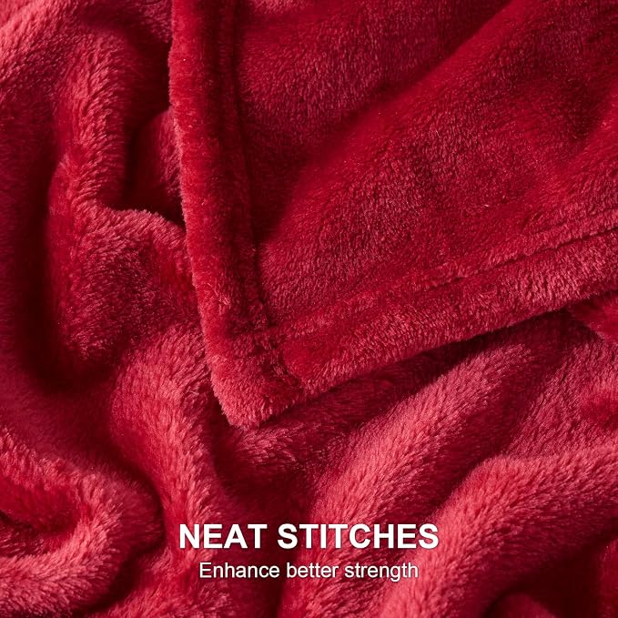 Hansleep Throw Red Fleece Blanket, Soft Flannel Bed Blanket | Fuzzy Cozy Blanket 50x60 Inches, Multi-use for Bed, Sofa, Couch, Travel, Camping, All Season Warm Lightweight Cover