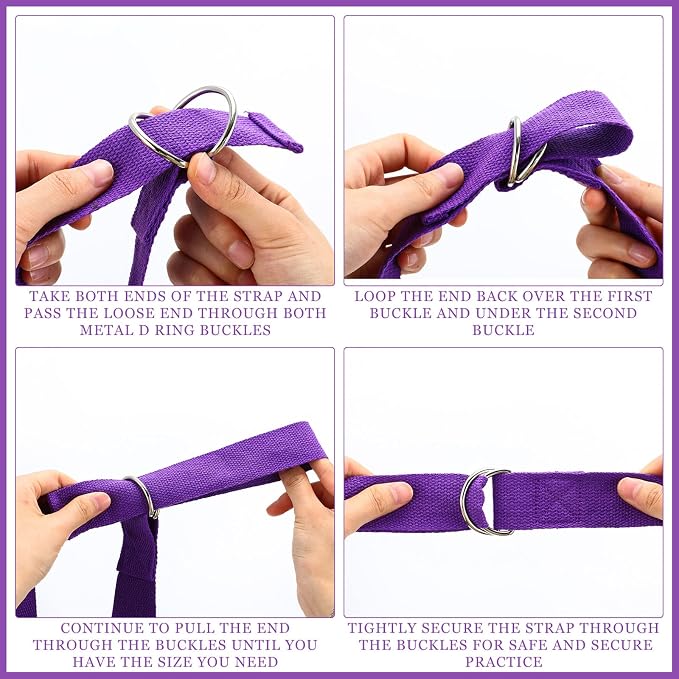 6 Pcs Yoga Strap for Stretching 8 ft Yoga Exercise Adjustable Straps Bands with Safe D Ring Buckle for Pilates, Gym Workouts, Fitness, Physical Exercise, Dance, Improve Flexibility