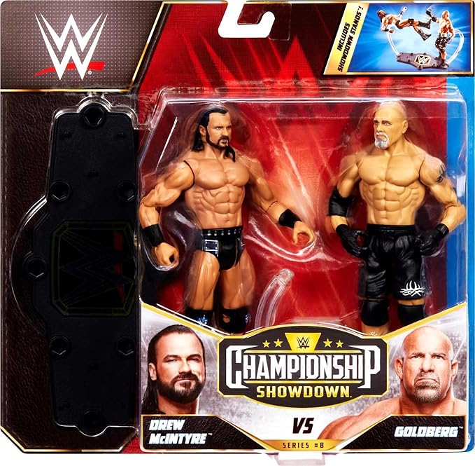 Mattel WWE Championship Showdown 2-Pack Action Figures & Accessory, Series #8 Drew McIntyre vs Goldberg Collectible Set, 6-inch