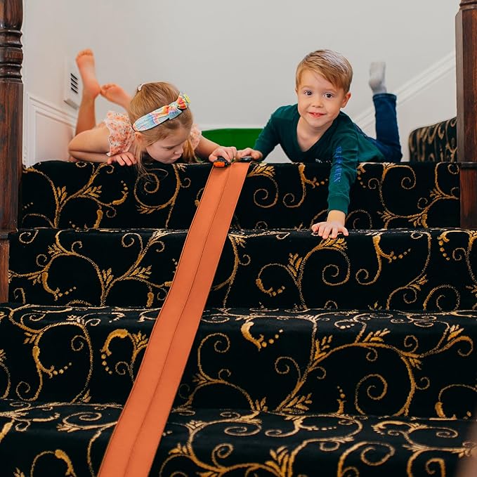 FlexTrack 5000 Flexible Race Car Track for Kids Toy with Suction Cups Compatible with Hot Wheels and Diecast 1/64th Cars and More 15 Feet Long Rolls Up Portable Racetrack (Blazing Orange)