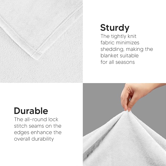 Utopia Bedding Ultra Soft Fleece Bed Blanket Throw Size White (50x60 Inch) | Microfiber Plush Warm Lightweight Breathable Cozy Blanket Anti-Static, All Season Use, Gift for Women and Men