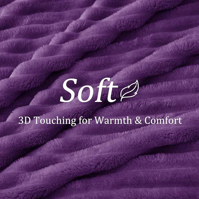 BEDELITE Ribbed Twin Blanket for Couch & Bed, Purple, 60"x80" | Ultra-Soft Plush Fleece, Cozy, Warm Yet Lightweight, Ribbed Texture, Home Decor, Machine Washable, Giftable, All-Season Use
